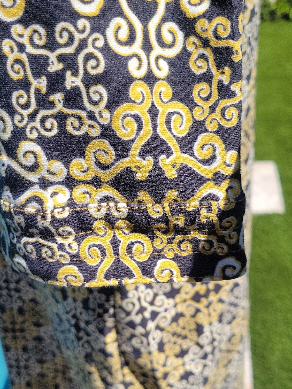 J. McLaughlin Navy and Gold Swirl Midi Catalina Cloth Dress - Picture 10 of 15